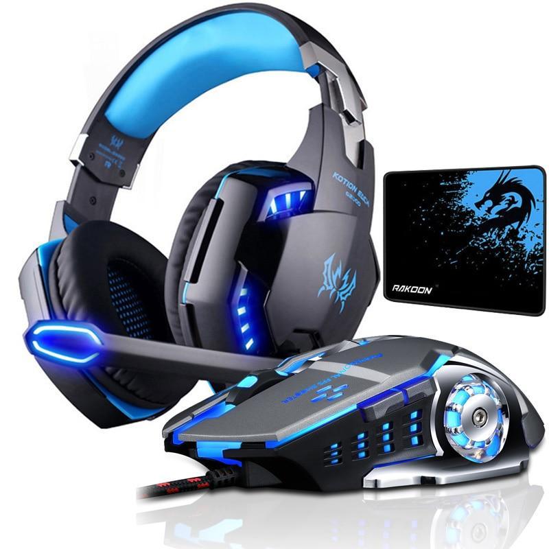 LED Gaming Headset and Mouse (with Mouse Pad)