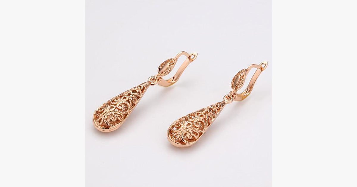 Rose Gold Plated Water Drop Earrings