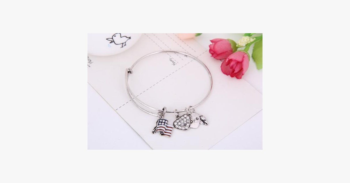 Flag Love Charm Bangle