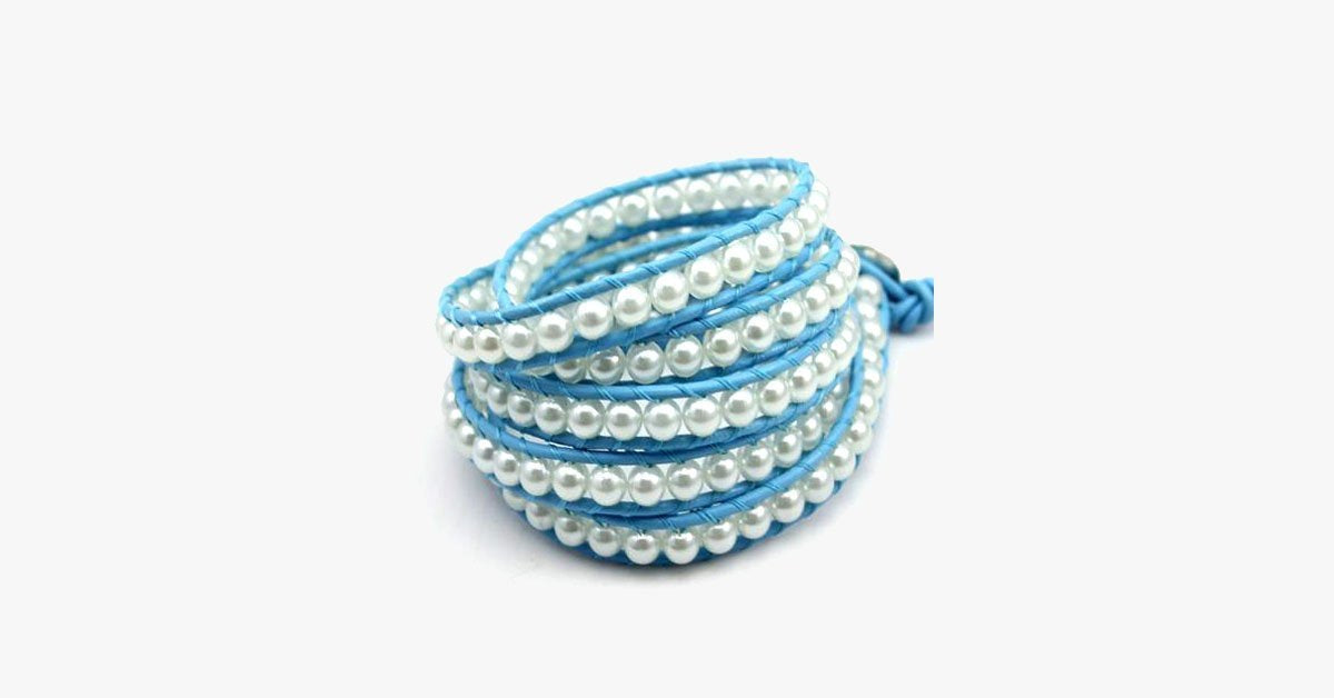 Blue Pearl Wrap Bracelet