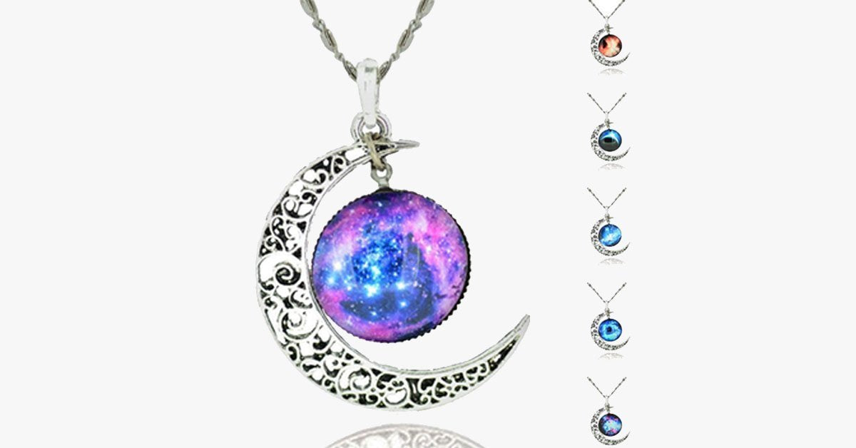 Starry Galaxy & Moon Necklace