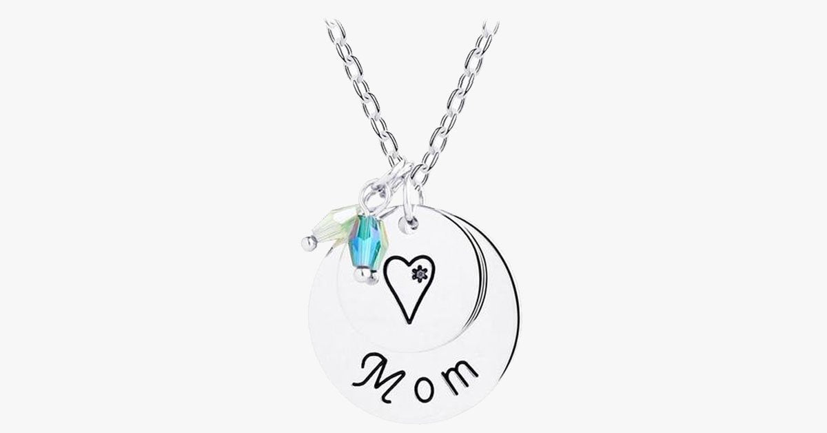 Mom Heart Necklace (Crystal)