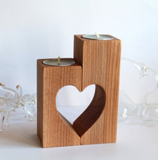 Handmade Wooden Desktop Candle Holder