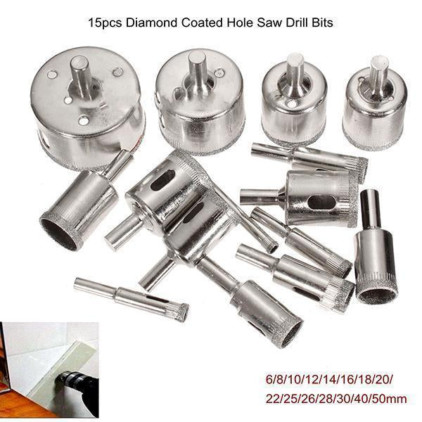 Diamond Glass Drill Bit Set (15pcs)