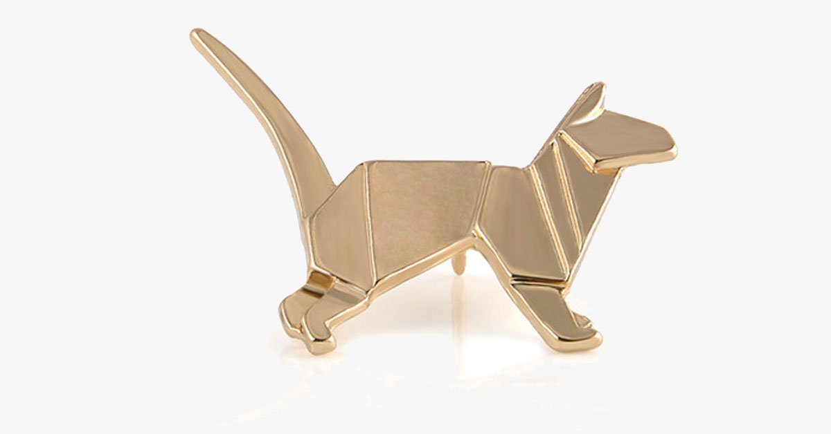 Golden Cat Origami Pin