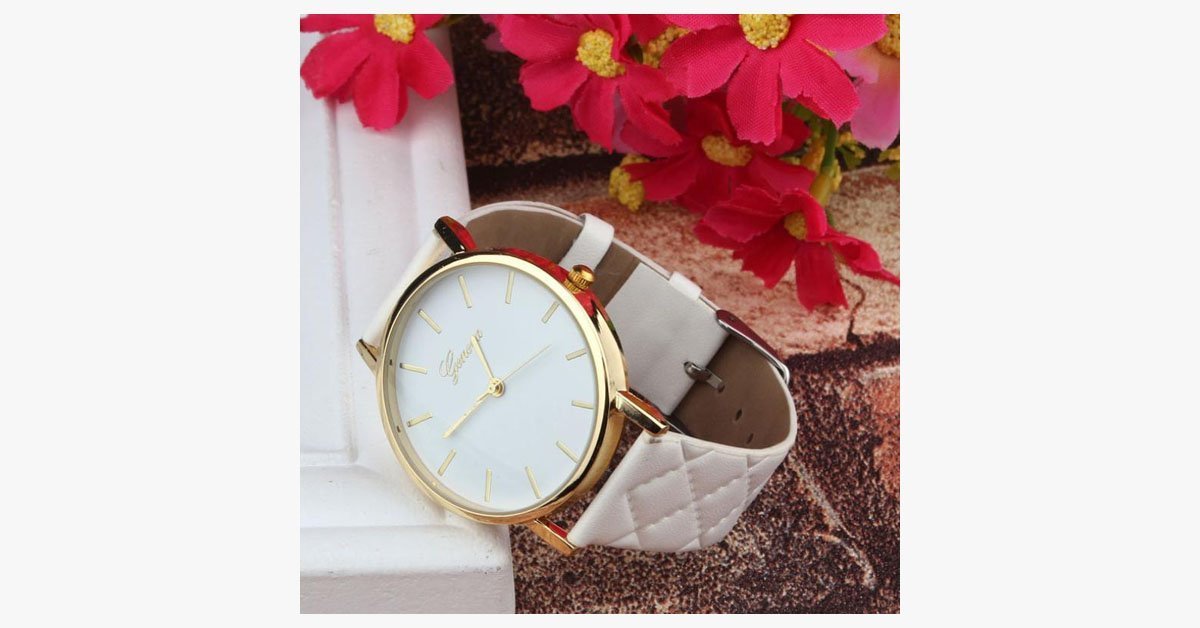 Checkers Faux Leather Watch