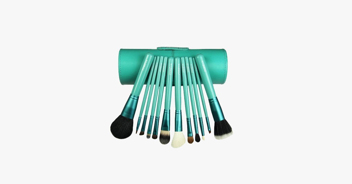 Brush Set with Premium Quality Case - Made of Synthetic Hair - Animal Cruelty-Free - Perfect for Traveling, 7 Pieces