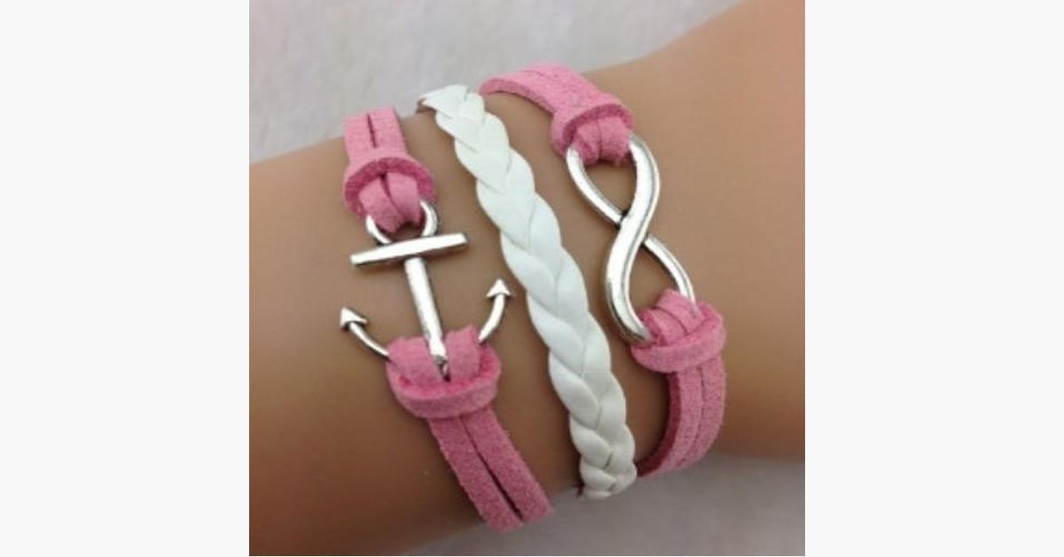 Infinity Anchor Pink Bracelet