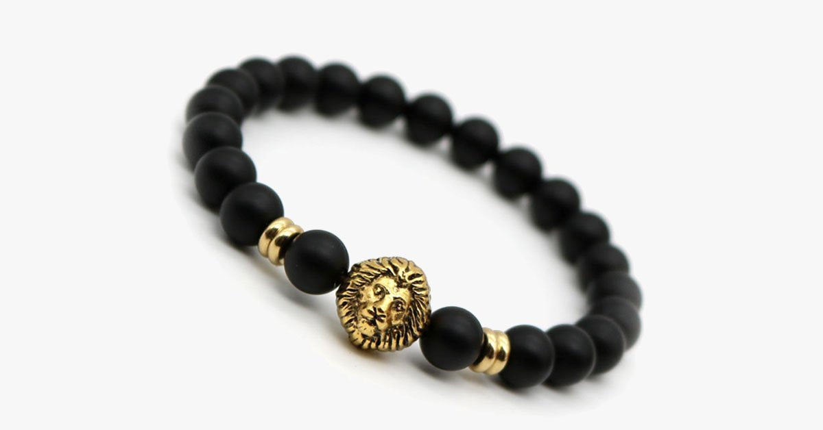 Matte Stone Lion Men's Bracelet