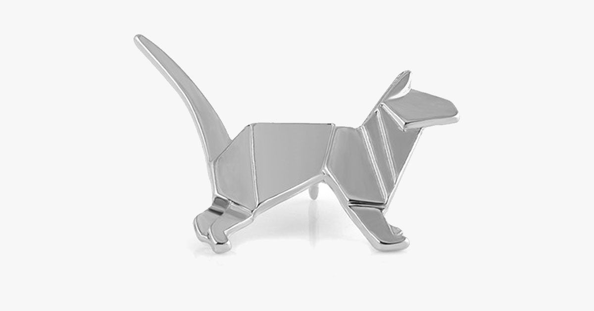 Silver Cat Origami Pin