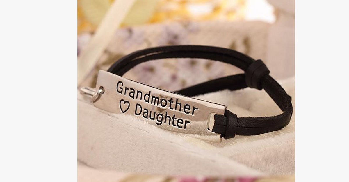 Grandmother Love Daughter Leather Strap Bracelet