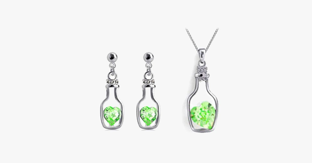 Love Bottle Necklace and Earring Set
