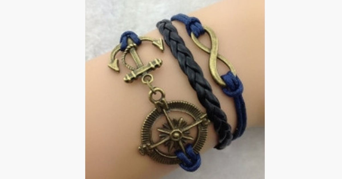 Infinity Compass Anchor Bracelet