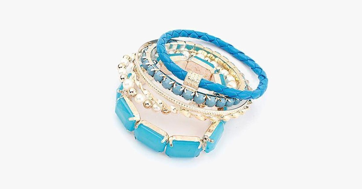 Ocean Blue Pearl Bracelet Set