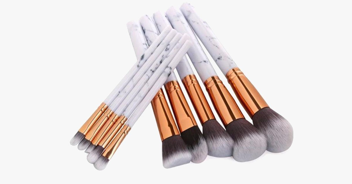 Chic Brush Set of Marble Handle Brushes-Multi-Purpose Luxurious Looking Brushes