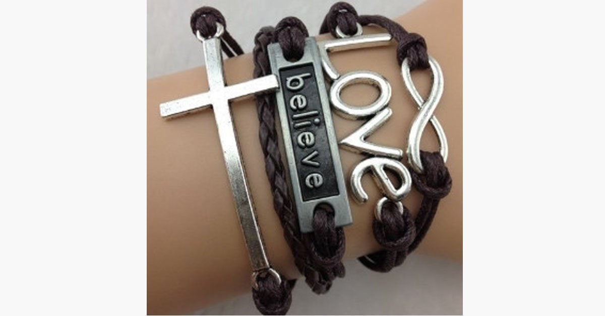 Infinity Love Believe Cross Bracelet