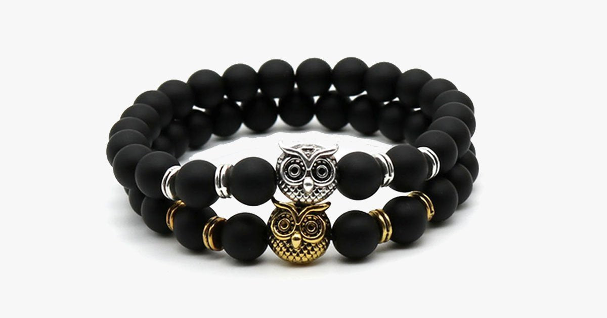 Matte Stone Owl Handmade Bracelet