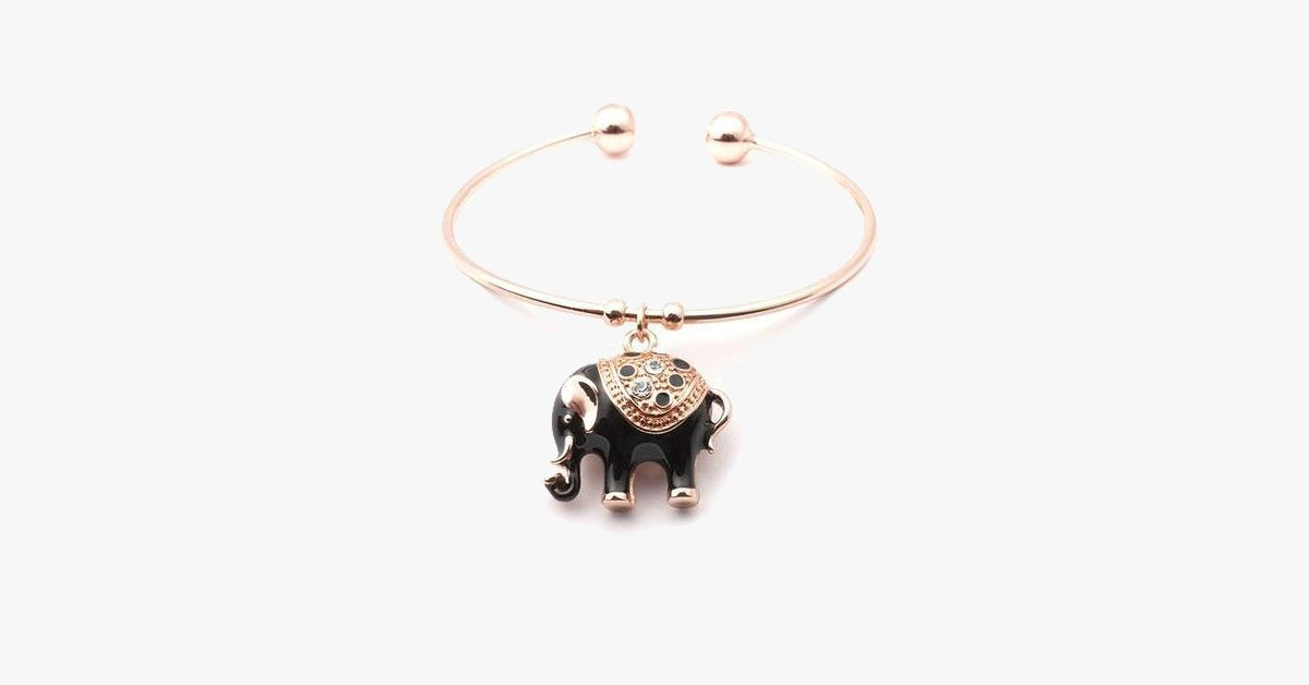 Elegant Rose Gold Elephant Charm Bangle