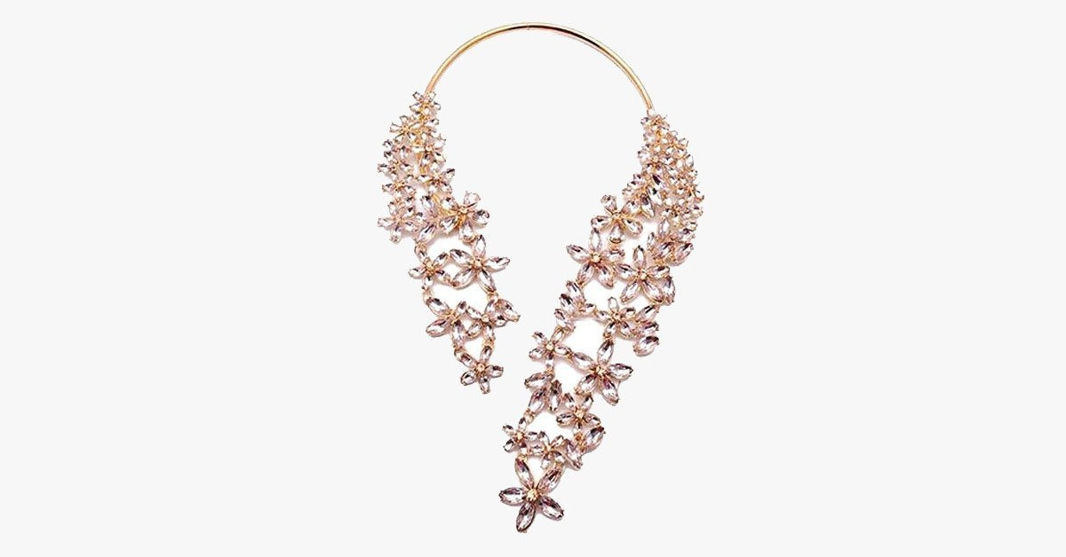 Chunky Crystal Flower Choker Necklace