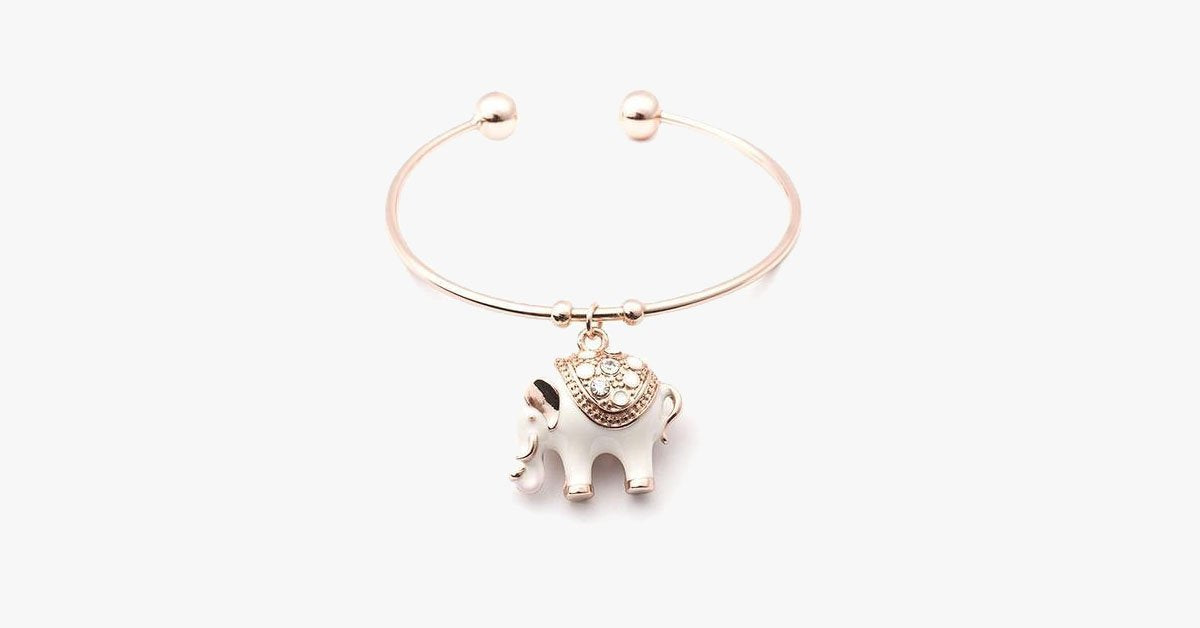 Elegant Rose Gold Elephant Charm Bangle