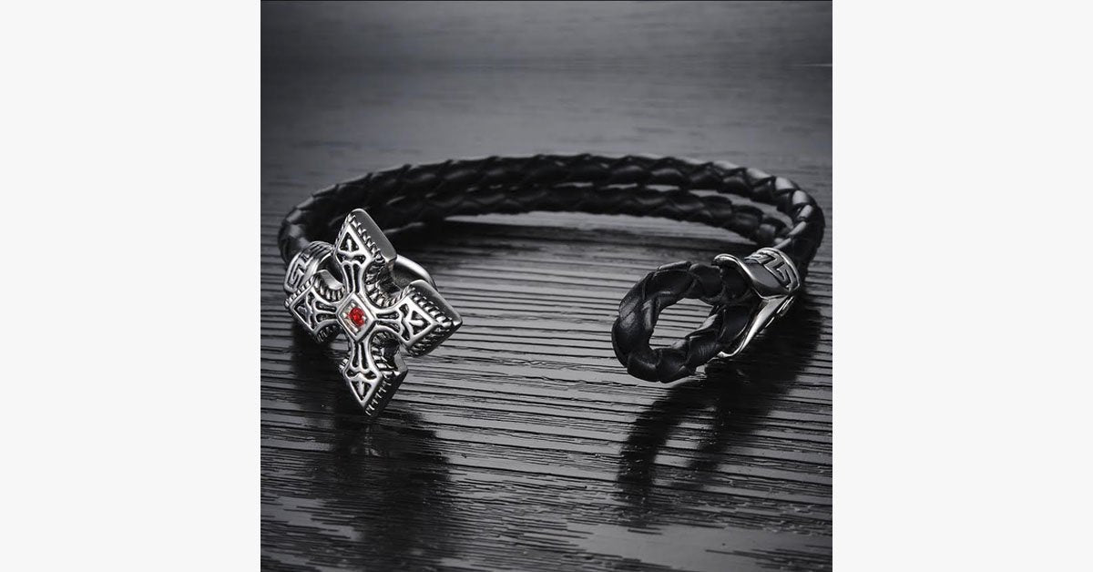 Ruby Cross Men's Bracelet