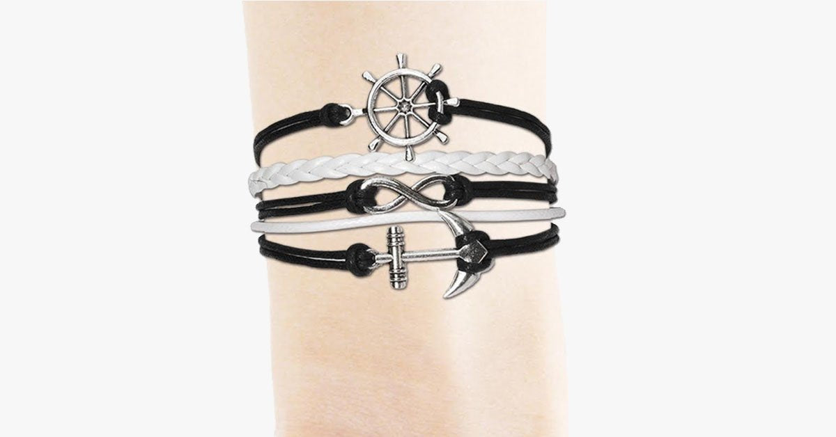 Wheel Infinity Anchor Bracelet