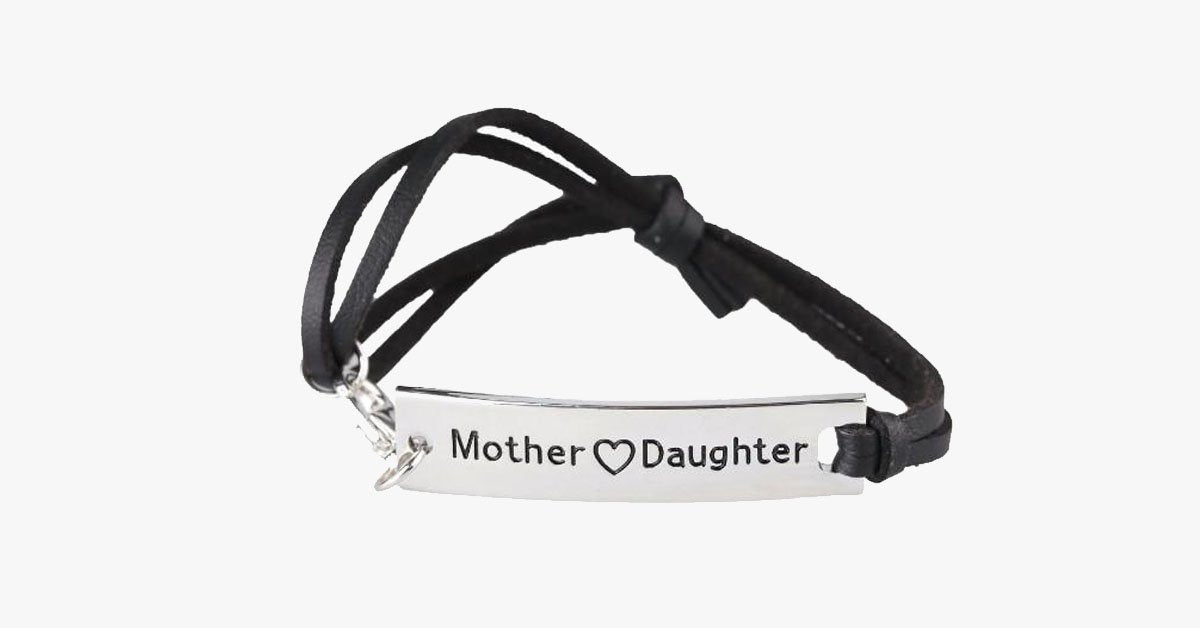 Mother Love Daughter Leather Strap Bracelet