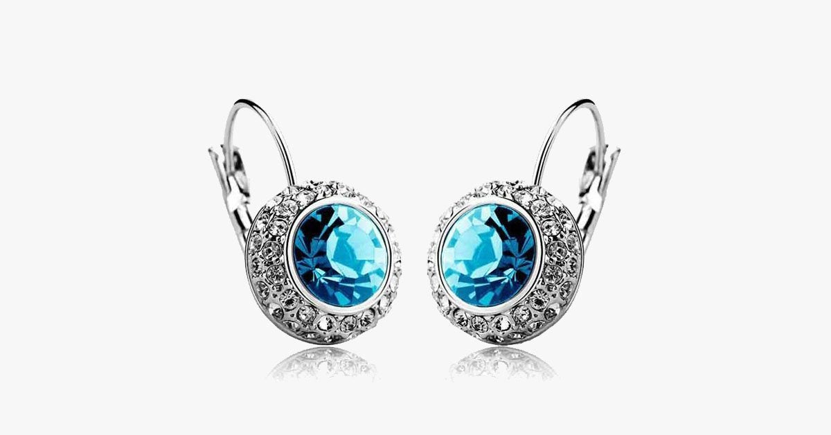 Austrian Crystals Round Moon River Jewelry Set - Ear Rings, Pendant & Necklace in a Fashionable Set
