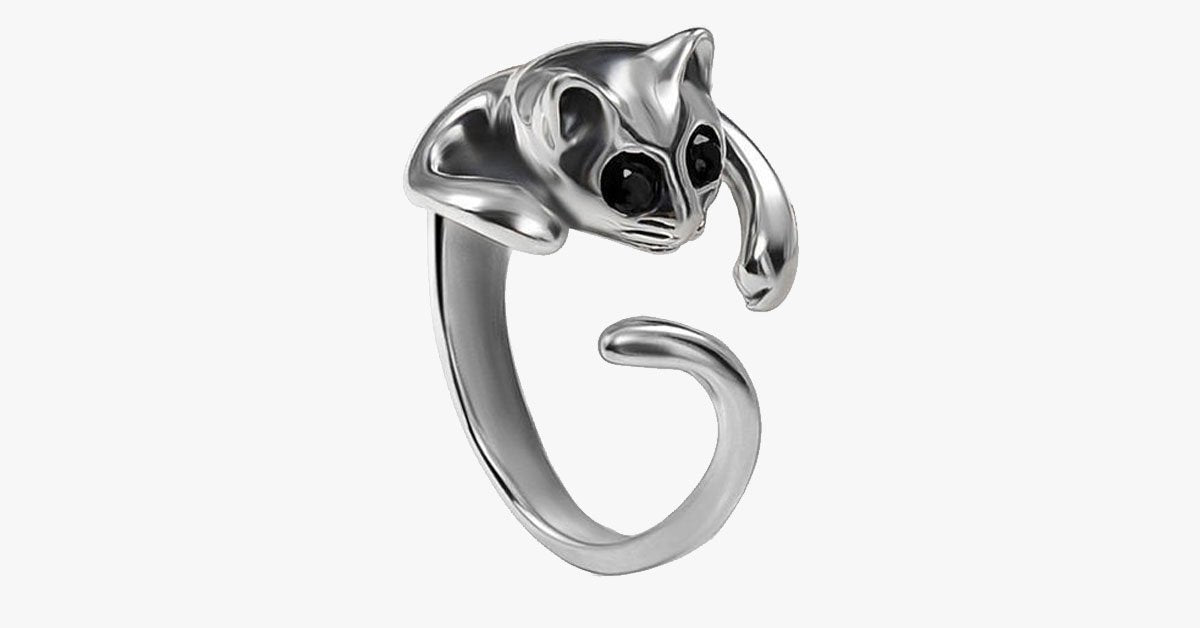 Silver Plated Cat Ring