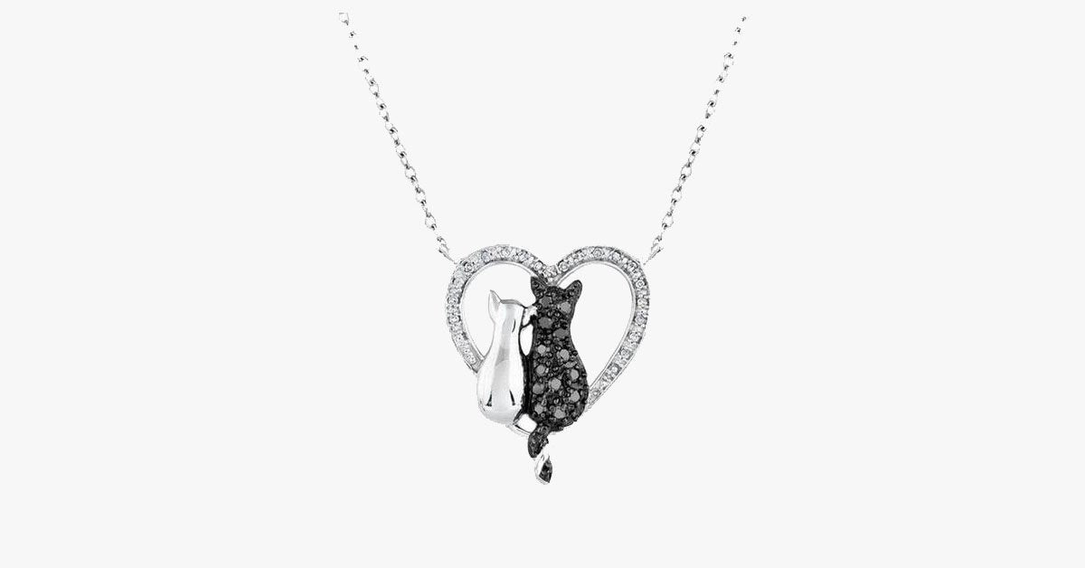 Bow-Knot Crystal Cat Pendant Necklace