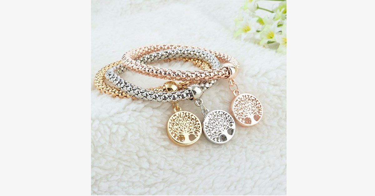 Tree Of Life Bracelet with Mesh Design Featuring Austrian Rhinestones - Add A Wow-Factor to Your Look