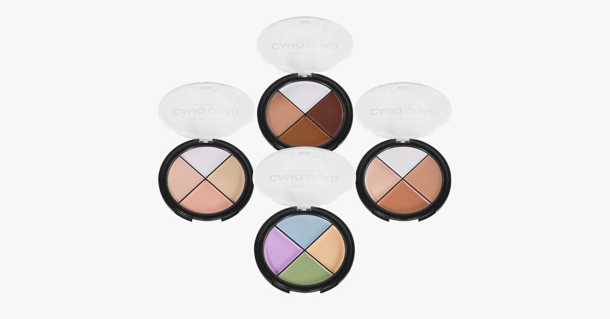 Camo Quad Concealer Palettes for Perfect Coverage - Compact and Convenient with 4 Shades in One Palette