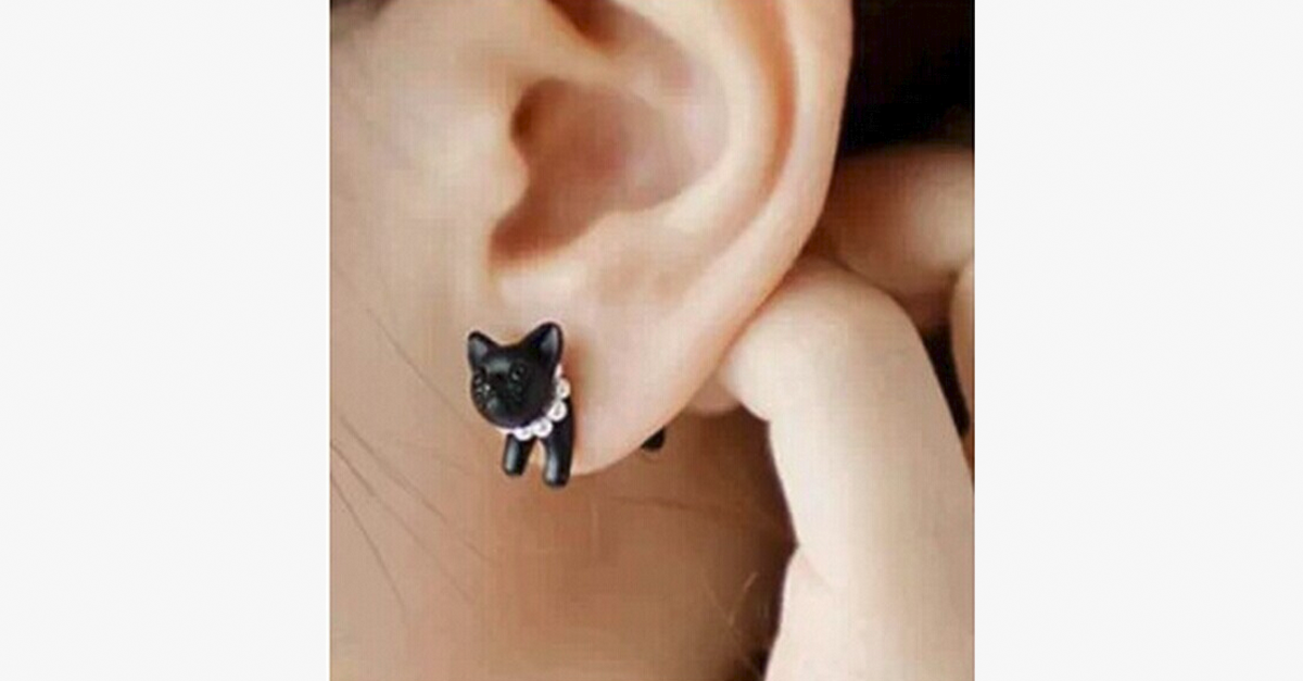 Two Sided Kitten Stud Earring with Three Dimensional Design - Perfect Gift for Any Cat Lover!