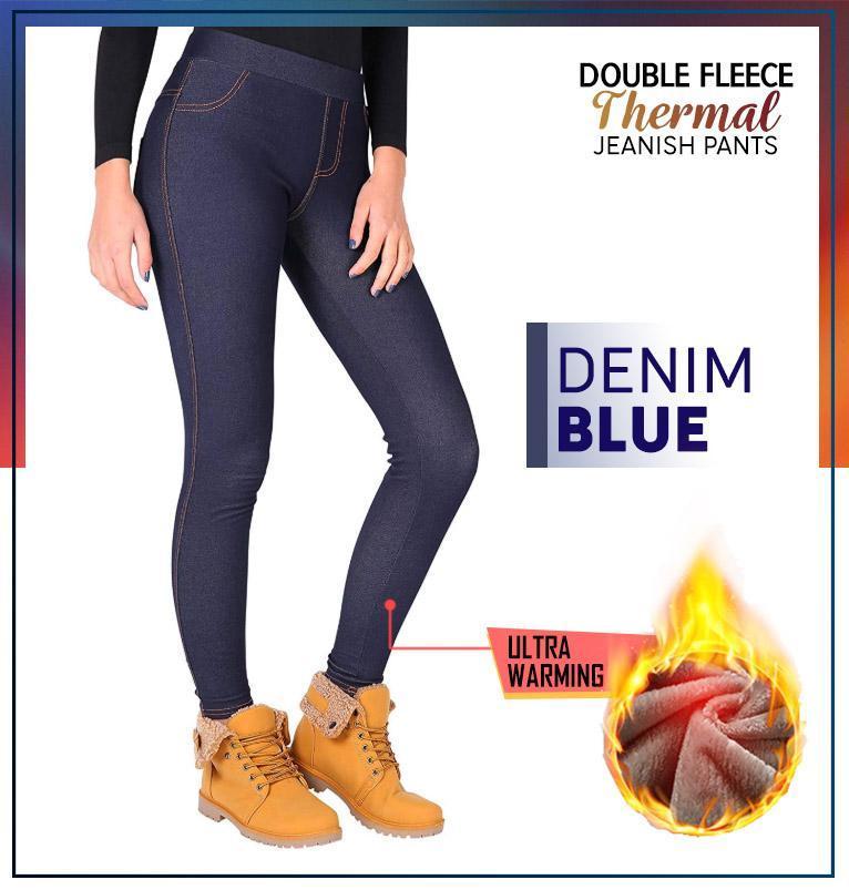 Double Fleece Thermal Jeanish Pants