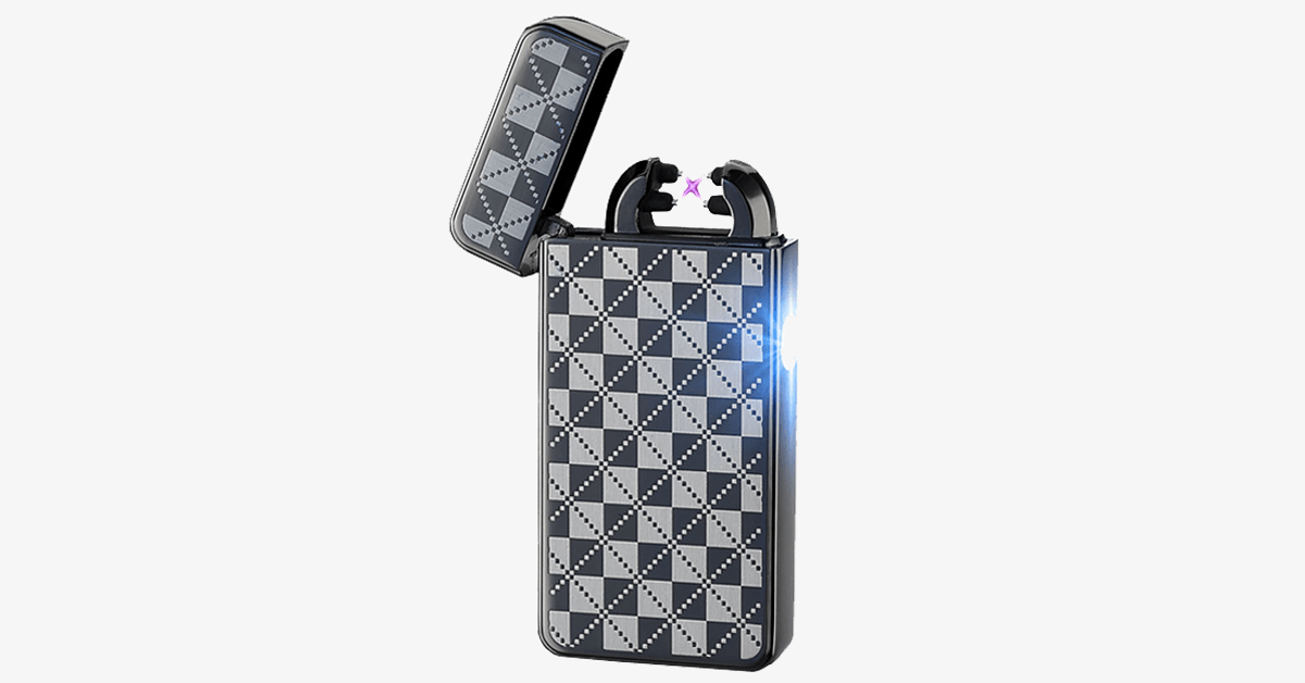 Black Checkered Rechargeable Windproof Lighter