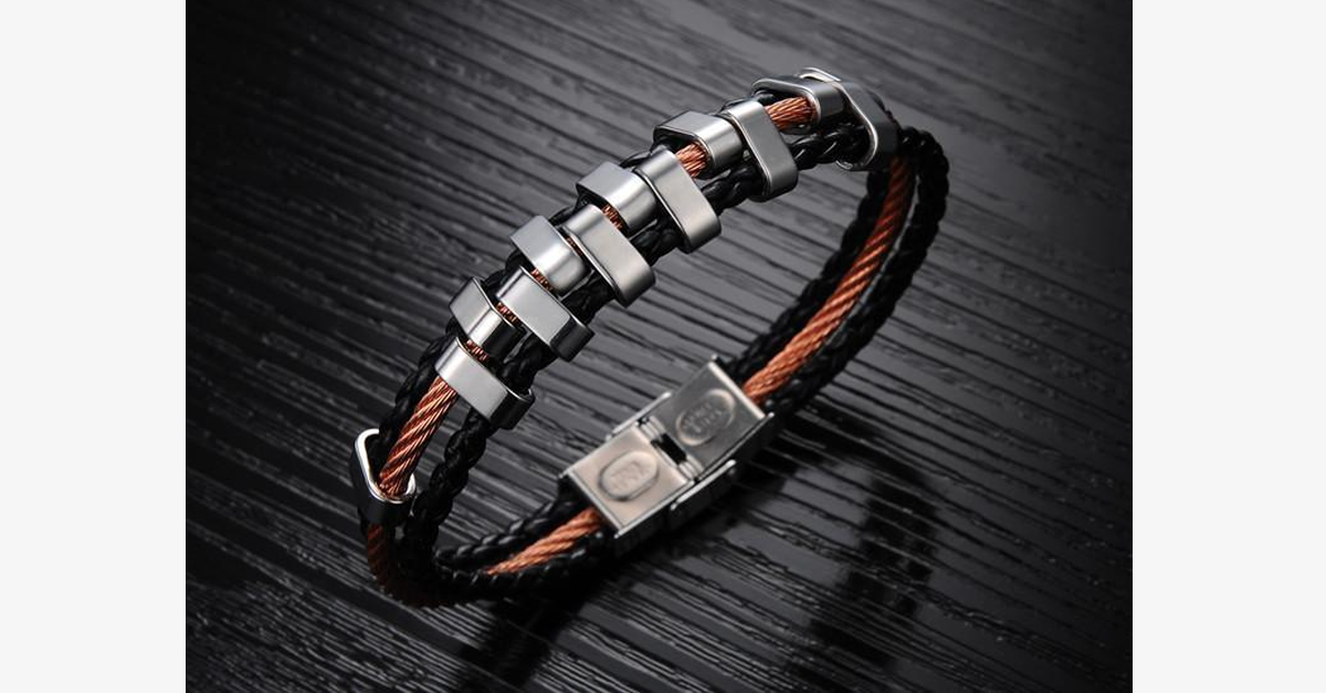 Rough Tracks Stainless Steel Men's Bracelet