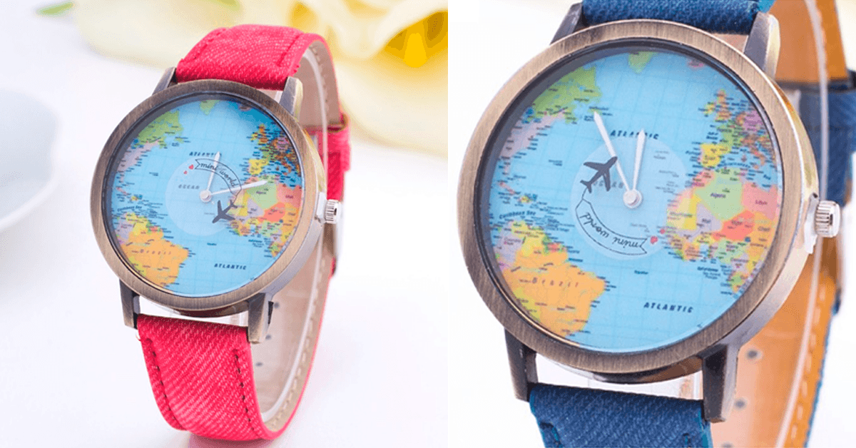 Unisex Watch Unique Design World Map Quartz Watch