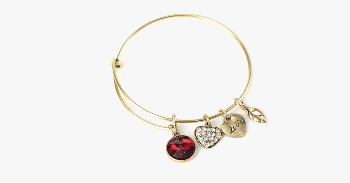 January Birthstone Charm Bangle