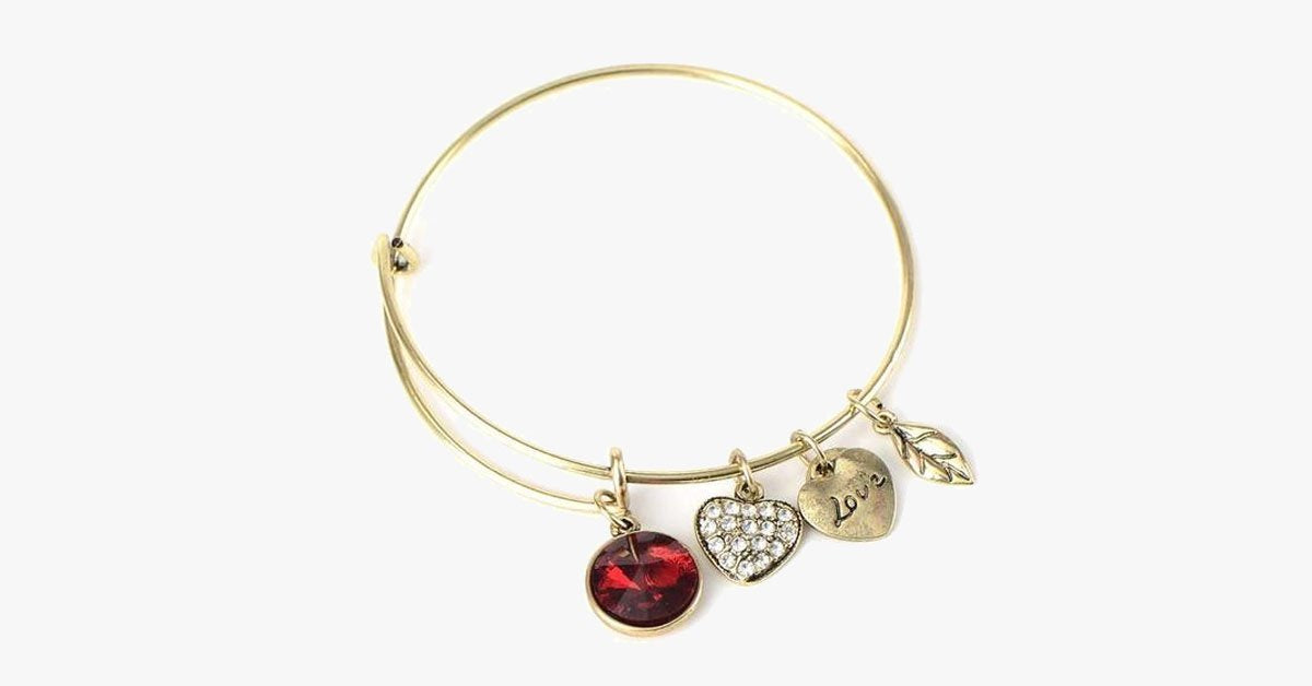 January Birthstone Charm Bangle