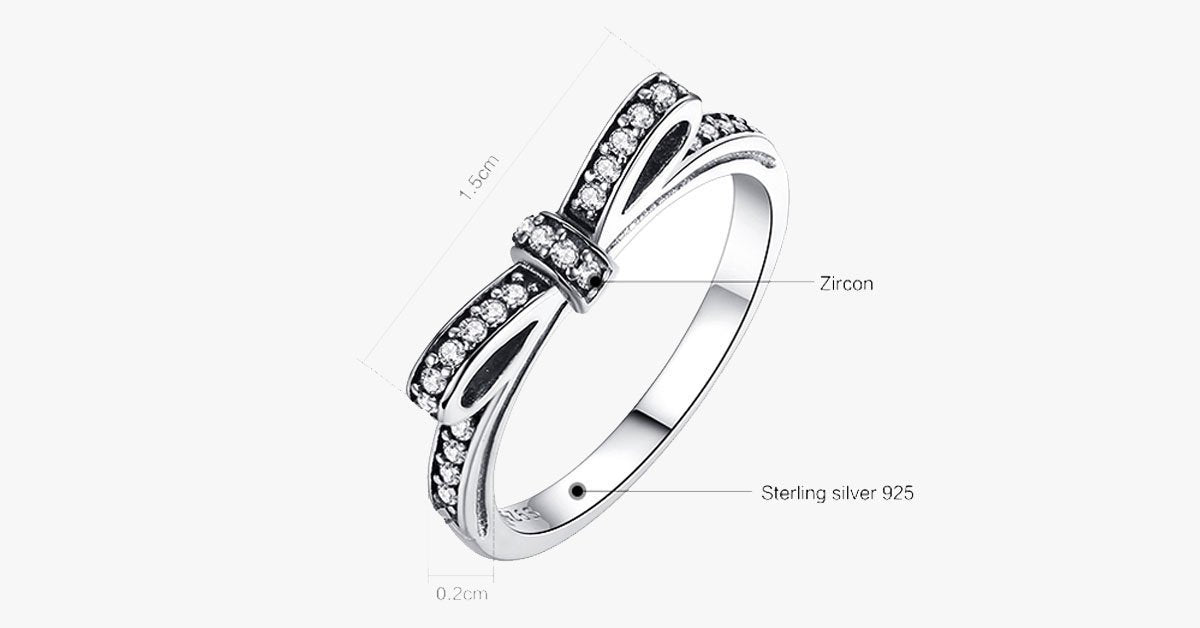 Silver Sparkling Bow Knot Stackable Ring