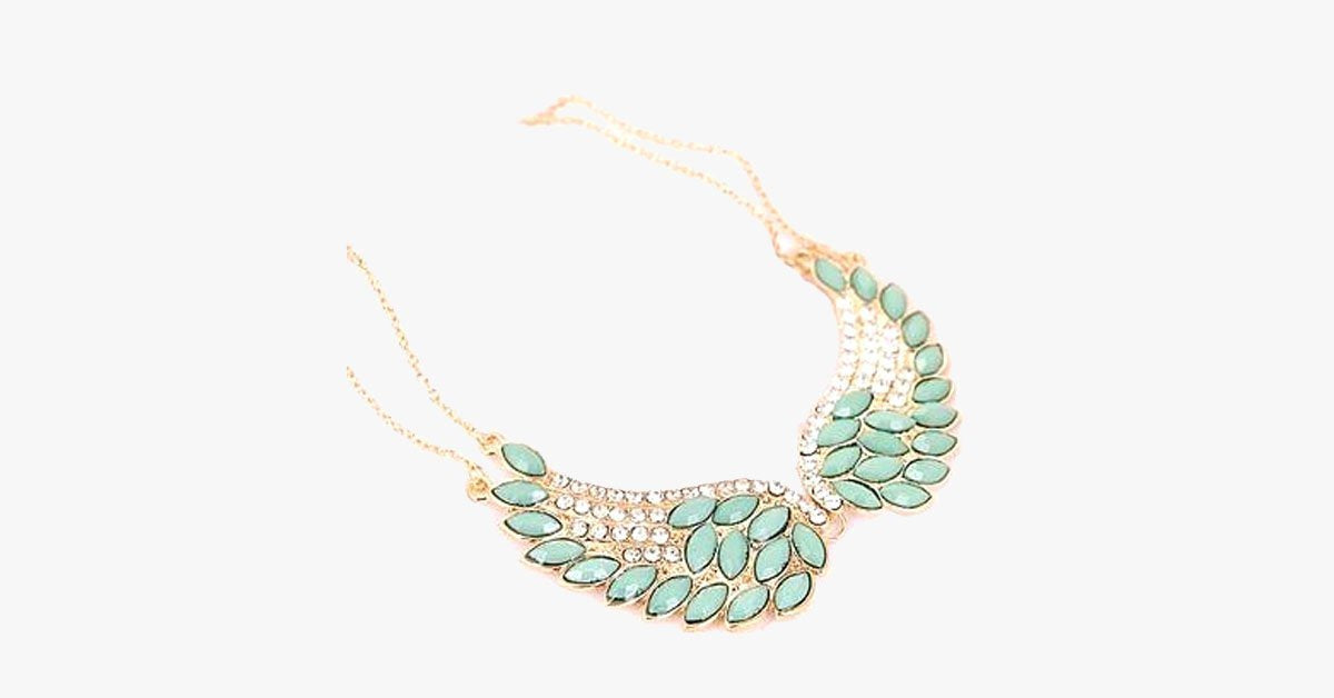Turquoise Beads Angel Wing Statement Necklace