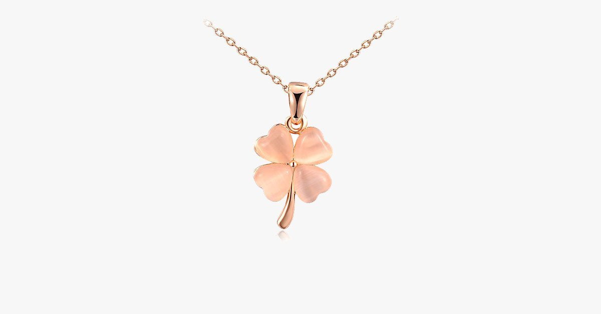 Clover Opal Necklace- Rose Gold Pendant for a Sophisticated Look