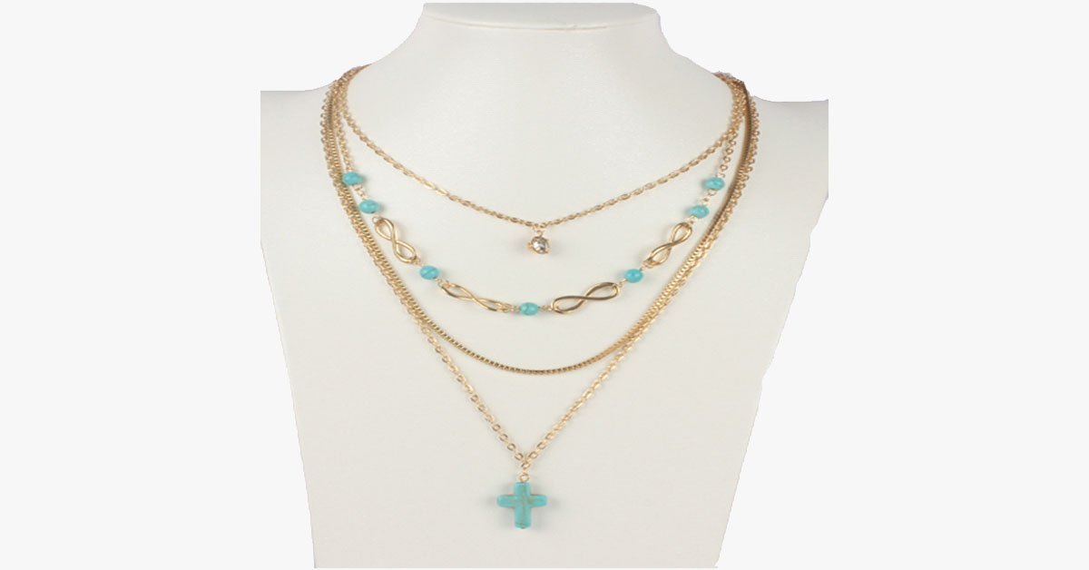 Turquoise Cross Chic Necklace