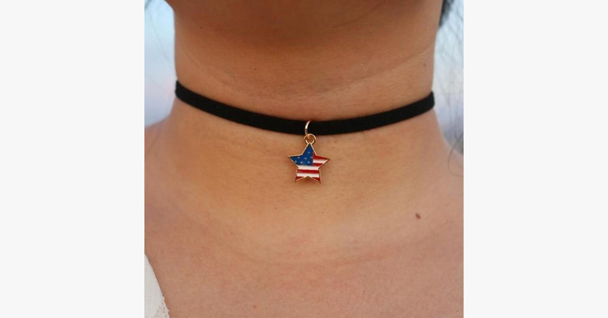 Simple Flag Pattern Pendant Choker