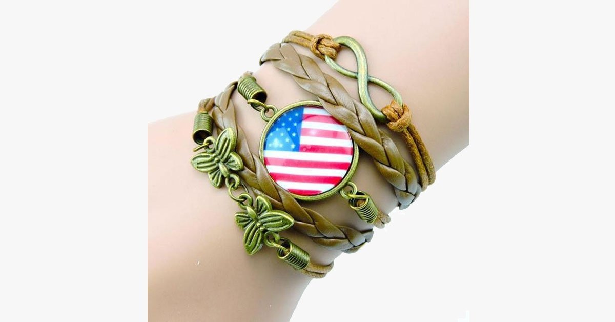 Handmade Vintage USA Flag Bracelet