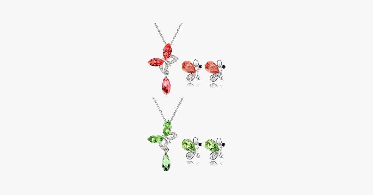 Butterfly Necklace and Earring Family Set