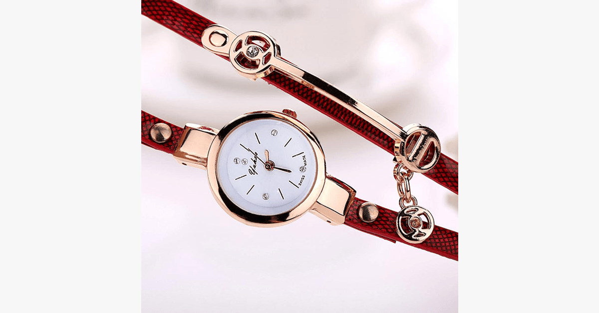 Gold Charm Wrap Watch - Multi Color Vegan Leather Watch for Stylish People