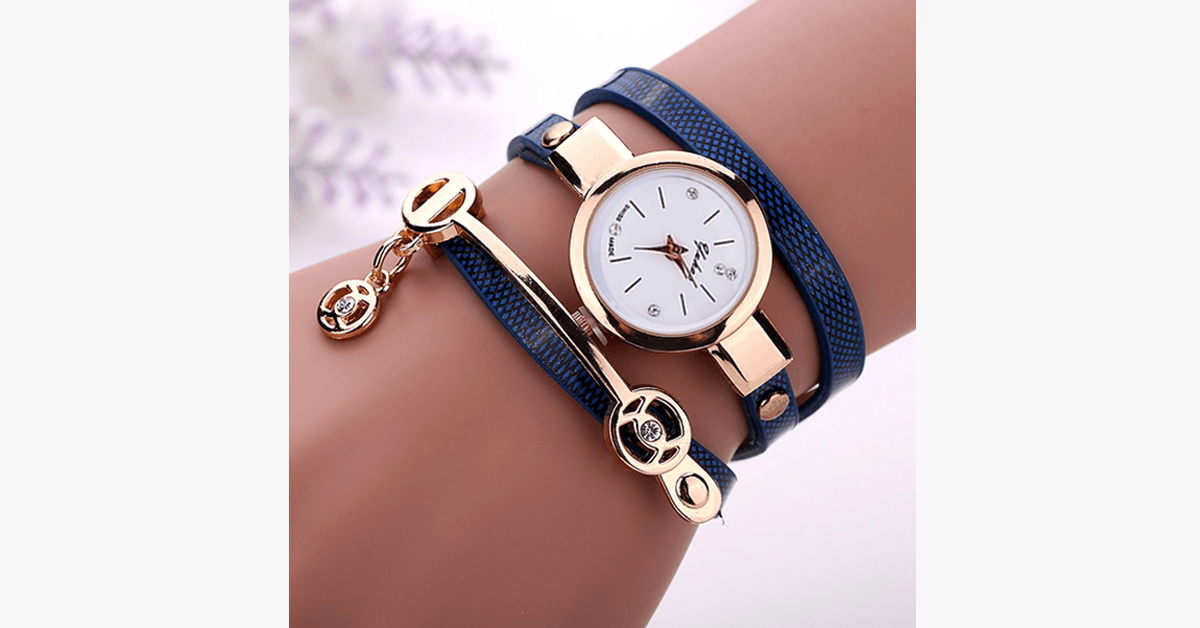 Gold Charm Wrap Watch - Multi Color Vegan Leather Watch for Stylish People