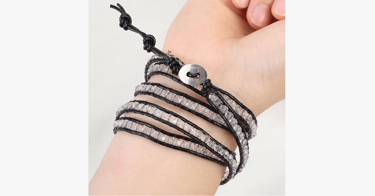 Black on Clear Crystal Wrap Bracelet