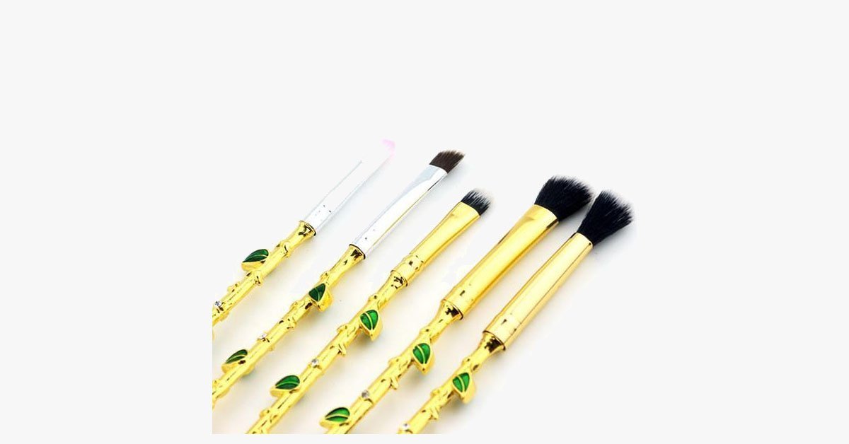 5 Pieces of Beauty and the Beast Makeup Brush Set - Crystal Handle Face Brush - Super Soft Cosmetic Brushes